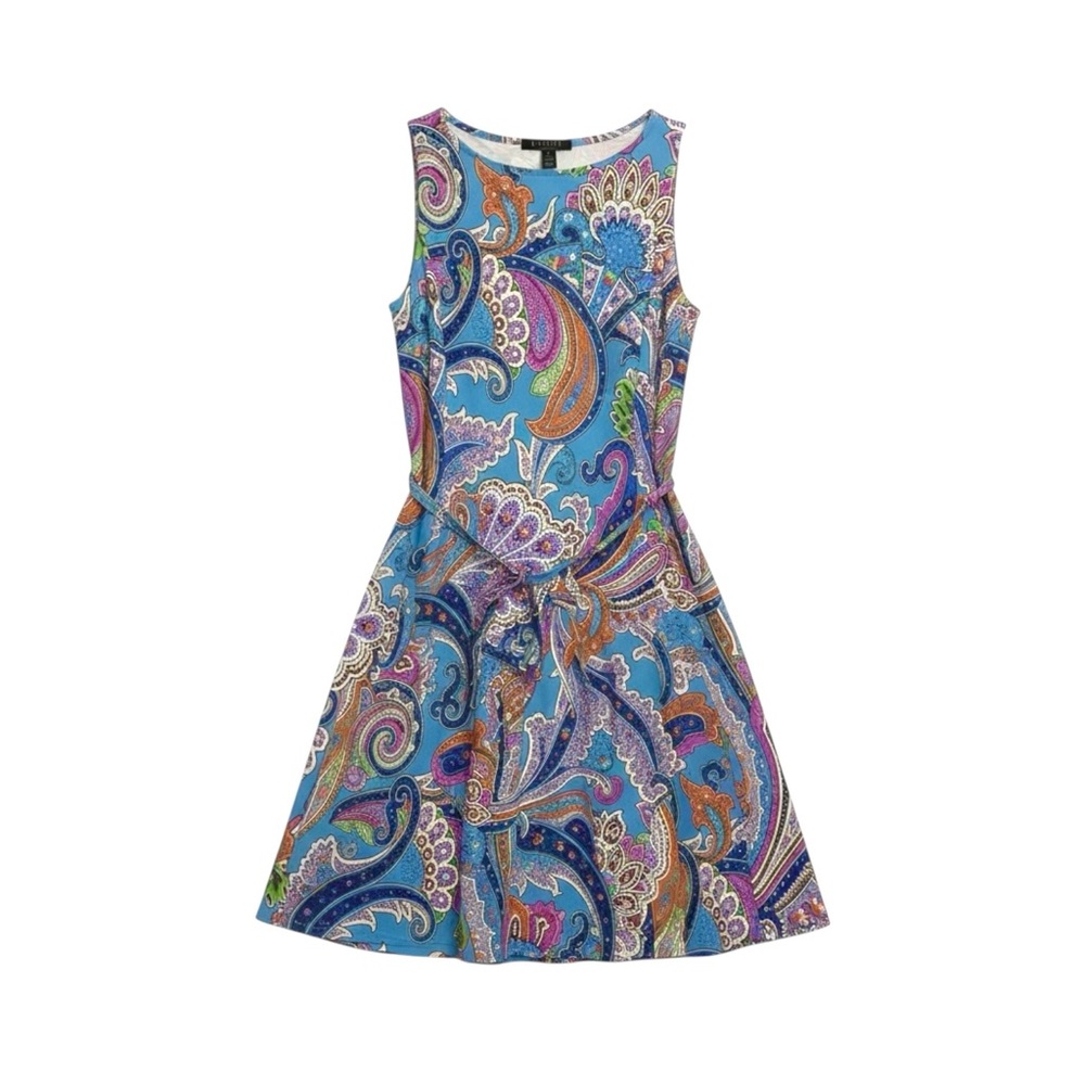 Lauren Ralph Lauren‎ Blue Paisley Knit Sleeveless Dress Women’s Small